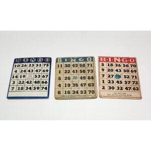 Vintage Bingo Cards Set Of 3 -Collectible Game Accessories